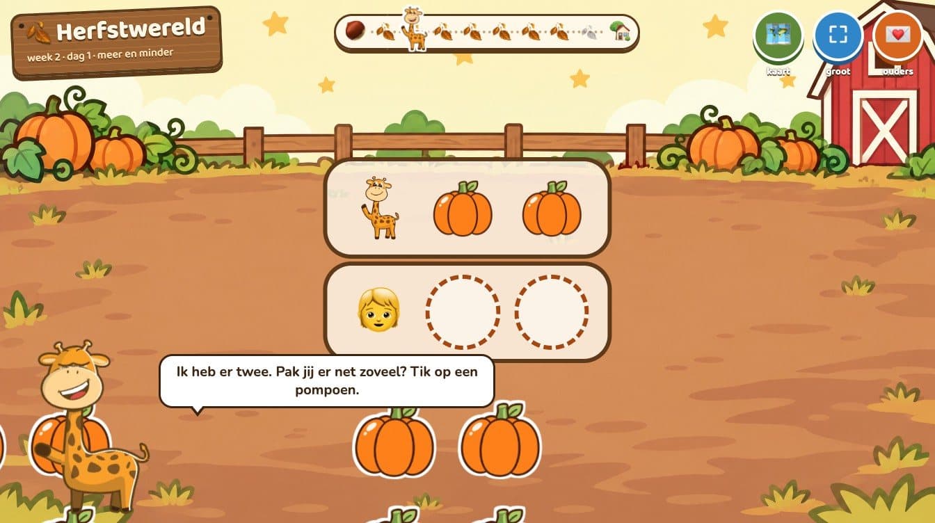 Dotas has two pumpkins and asks: can you take just as many? Pumpkins lie in the field ready to pick up