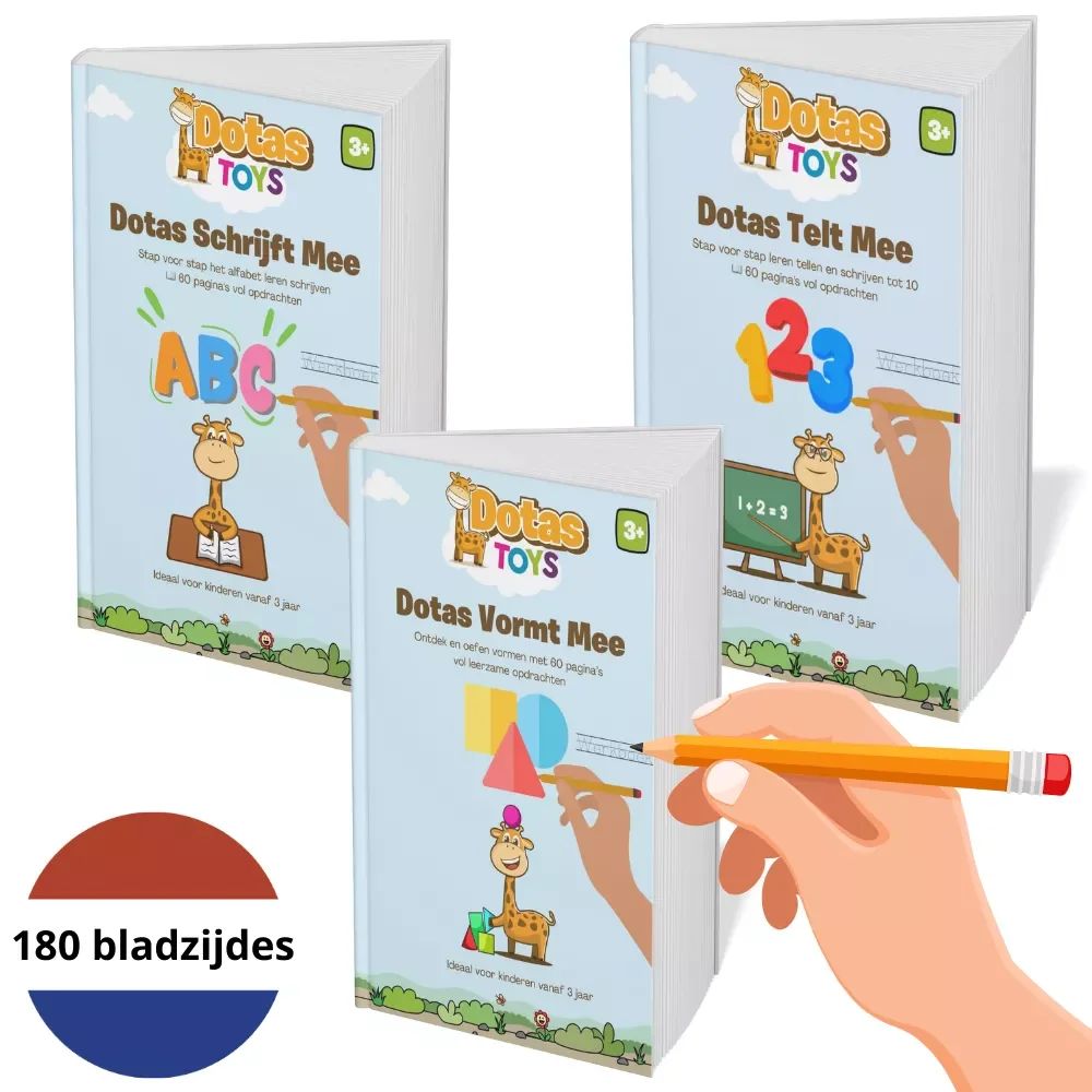 Schrijfbundel voor Kleuters - 180 pagina's | Leren schrijven & cijfers & vormen