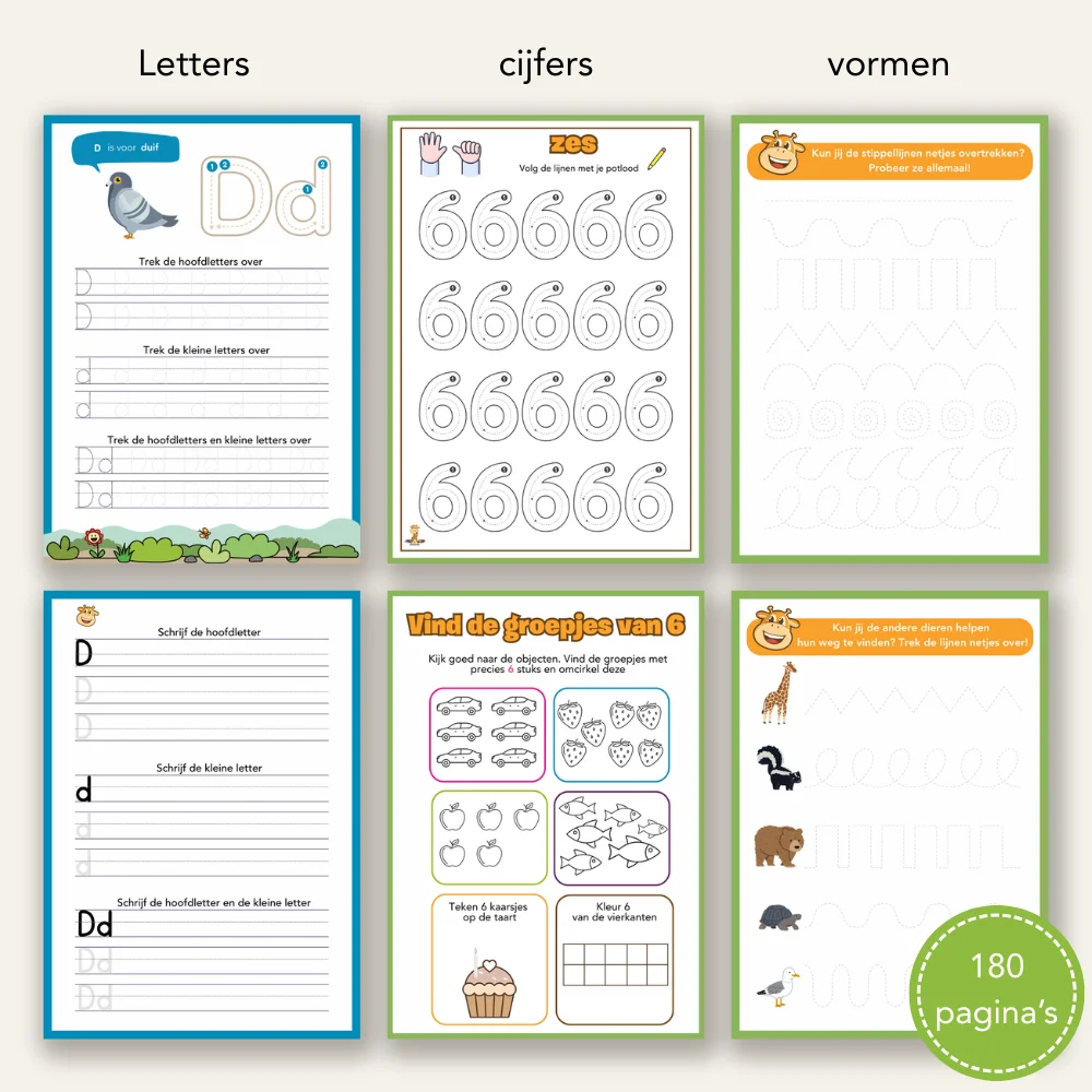 Schrijfbundel voor Kleuters - 180 pagina's | Leren schrijven & cijfers & vormen Schrijfbundel voor Kleuters - 180 pagina's | Leren schrijven & cijfers & vormen —