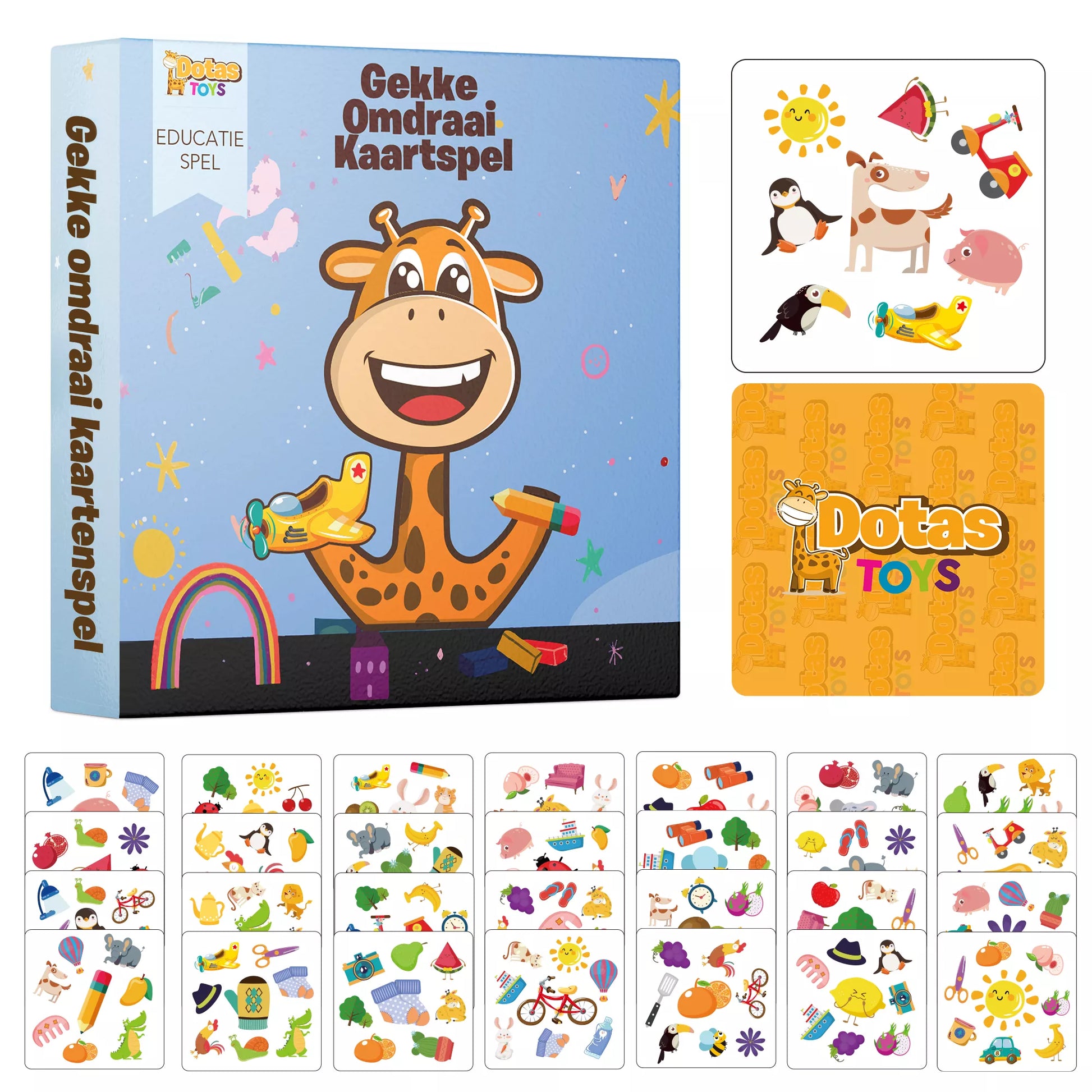 DotasToys Gekke Omdraai Kaartspel – educatief kaartspel met omdraaikaarten en vrolijke illustraties