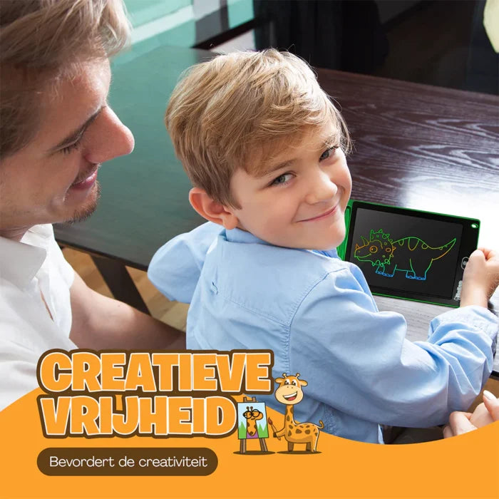 Kind tekent op het DotasToys tekentablet; stimuleert creativiteit en tekenplezier (LCD tekenbord)