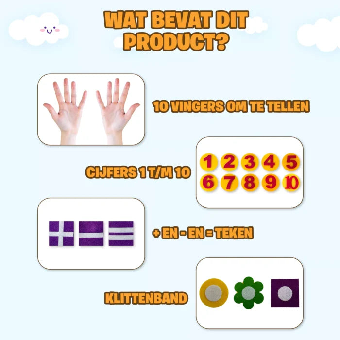 DotasToys telvingers rekenbord met cijfers en rekentekens inclusief werkboek Leren Tellen
