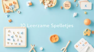 Educatieve taalspelletjes met letters, schrijfbord en leerkaarten voor kinderen van 4 tot 6 jaar