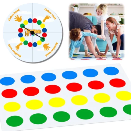 DotasToys Wervelwind Spel - kleurrijk vloerspel met draaischijf voor kinderen vanaf 5 jaar, gezin speelt samen het actieve spel met gekleurde stippen