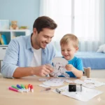 Kind kleurt en maakt zijn eigen Kinderklok Knutselset - educatieve creatieve activiteit voor klokkijken leren